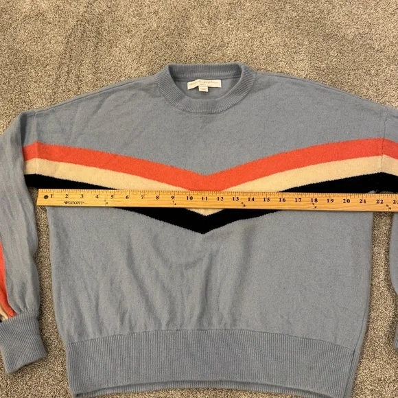 Spiritual Gangster Stripes Blue Block Party Sweater wool cashmere size XS EUC - Picture 9 of 11